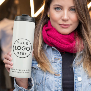 Logo Business   Corporate Modern Minimal Gray Thermal Tumbler