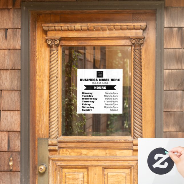 Logo Business Hours Window Cling (Home Door)