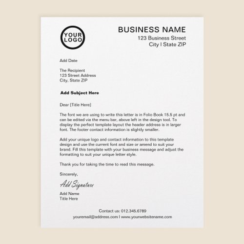 Logo Business Letter Subject Line Signature Letterhead