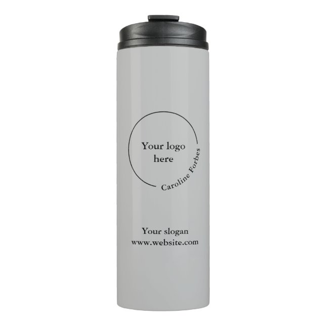 Logo Business Minimalist Gray Thermal Tumbler (Front)