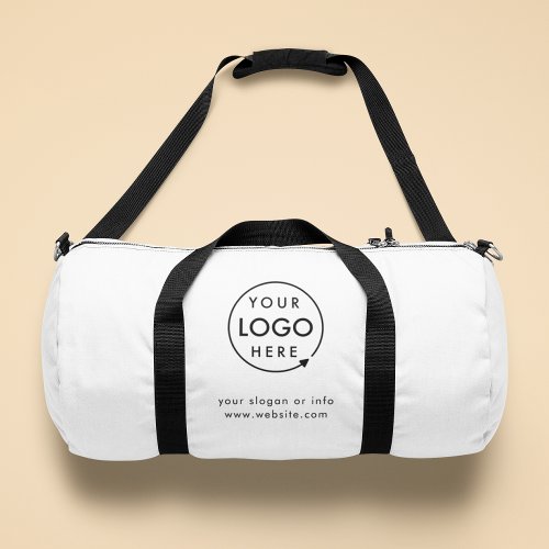 Logo Business  Minimalist Simple White Duffle Bag