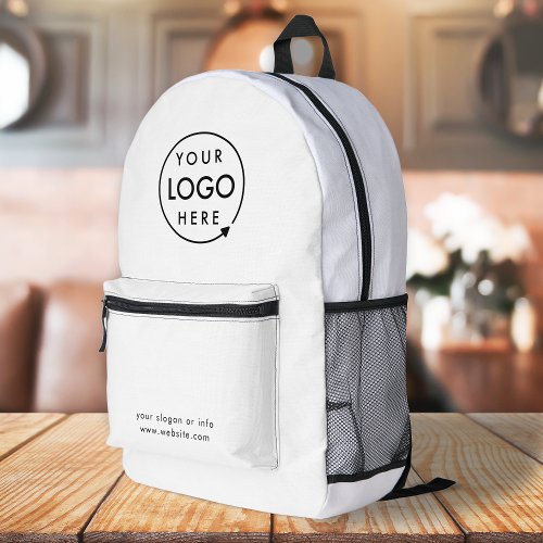 Logo Business  Minimalist Simple White Printed Backpack