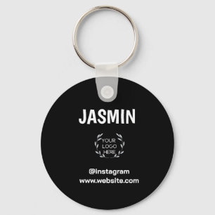 Logo Business Modern Minimal Company Branded Black Keychain