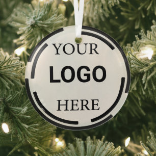 Logo Business Modern Minimal Designs Glass Ornament