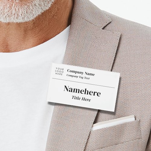 Logo Business Modern Simple Clean White Big Title Name Tag