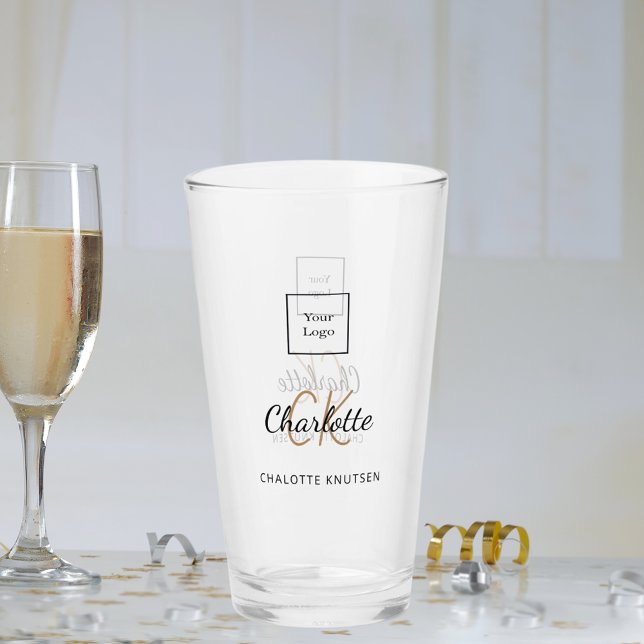 Logo business monogram initials script glass (Creator Uploaded)