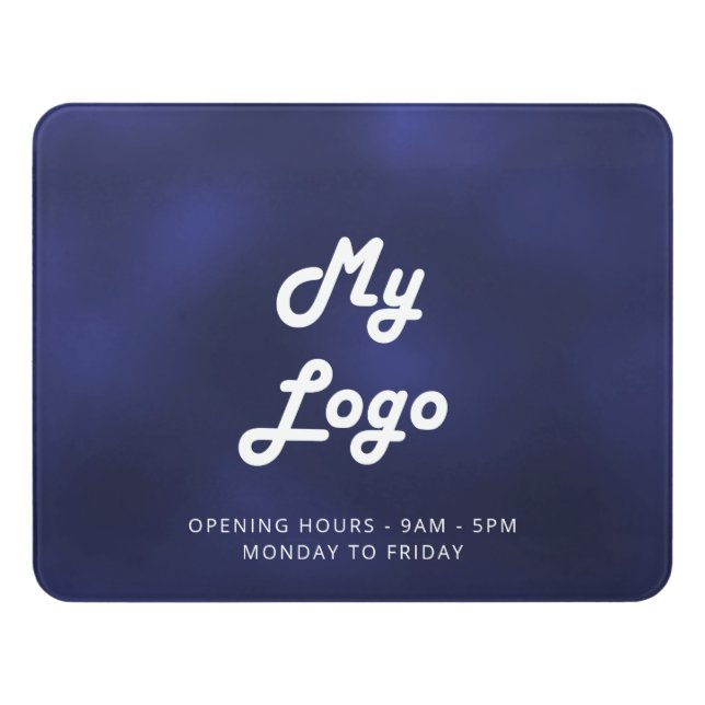 Logo business navy blue white  door sign (Contemporary Front)