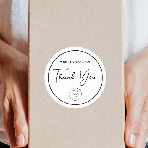 Logo Business or Store Order Packaging Thank You Classic Round Sticker