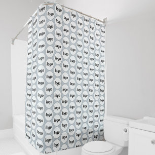 Logo Business Pattern Promotional Powder Blue Shower Curtain