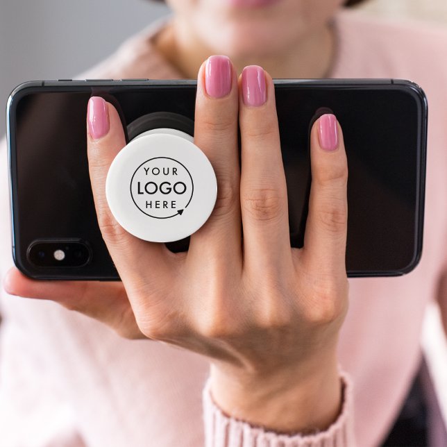 Logo Business Professional Minimal Modern White PopSocket (Minimalist company branded PopSocket for small business employees, giveaways & promotional swag.)