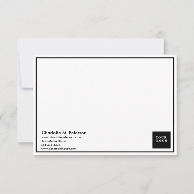 Logo Business Professional Minimalist Note Card (Front)