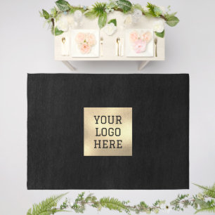 Logo Business Promotional Modern Company Black Outdoor Rug