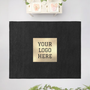 Logo Business Promotional Modern Company Black Outdoor Rug