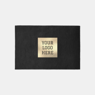 Logo Business Promotional Modern Company Black Rug
