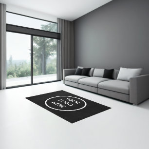 Logo Business Promotional Modern Company Black Rug
