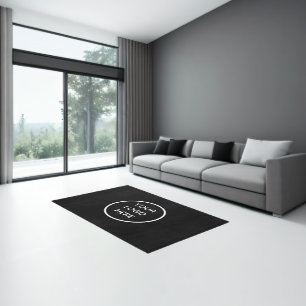 Logo Business Promotional Modern Company Black Rug