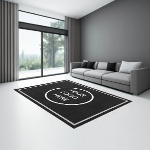 Logo Business Promotional Modern Company Black Rug