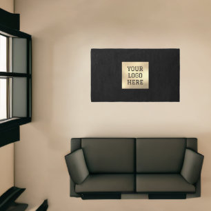 Logo Business Promotional Modern Company Black Rug