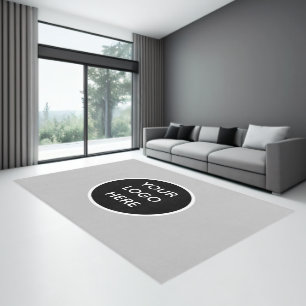 Logo Business Promotional Modern Company Grey Rug