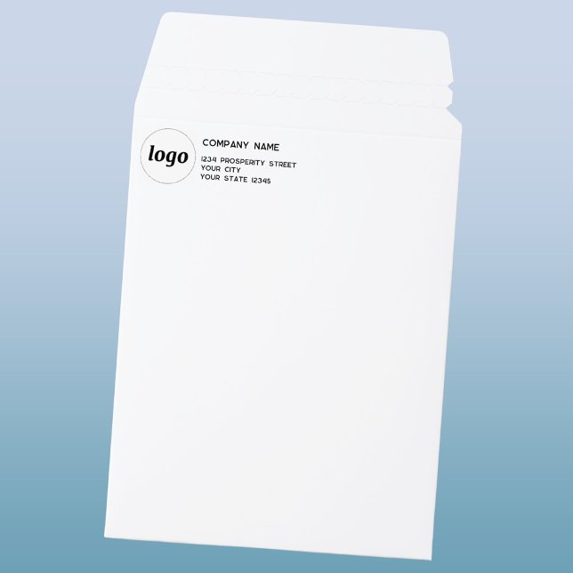 Logo Business Promotional Return Address Envelope Mailers (Simple logo with custom text business branding promotional return address mailer envelopes)