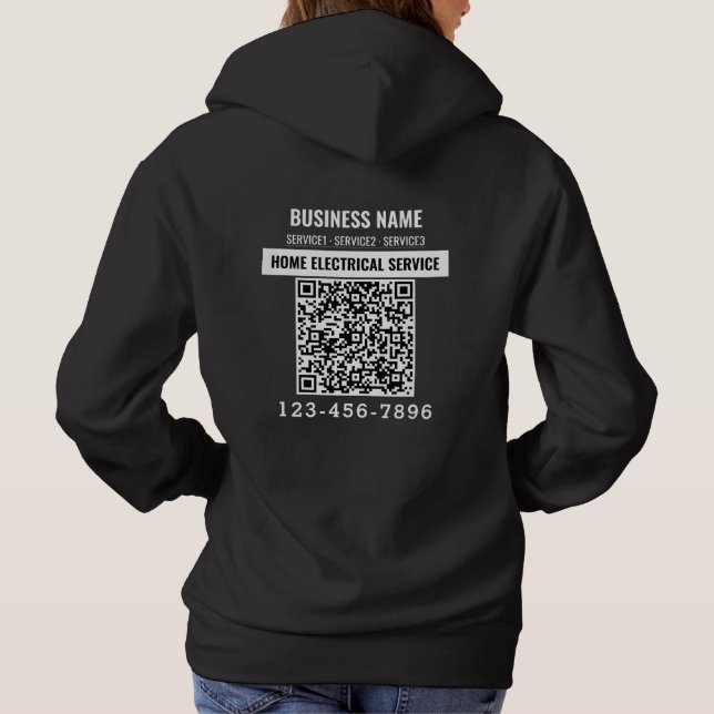 Logo Business QR code Custom Work Hoodie (Back)