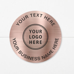 Logo Business Rose Gold Classic Round Sticker