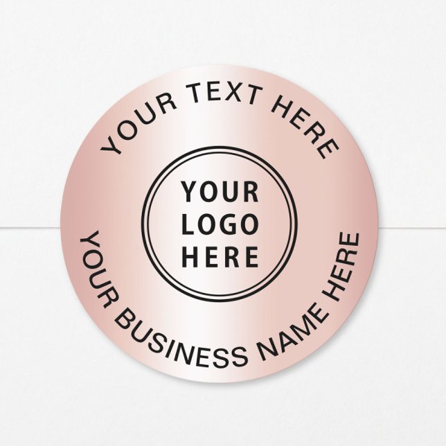 Logo Business Rose Gold Classic Round Sticker (Creator Uploaded)