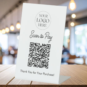 Logo Business Scan To Pay QR Code Table Top Sign