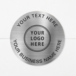 Logo Business Silver Classic Round Sticker