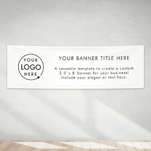 Logo Business   White Simple Minimalist Modern 8' Banner