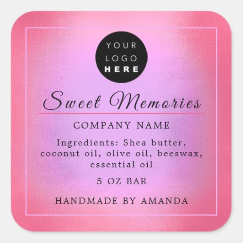 Logo Butter Cosmetic Soap Product Label Ombre Pink