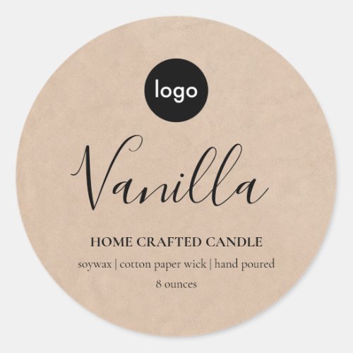 Logo Candle Label Minimalist Kraft Sticker