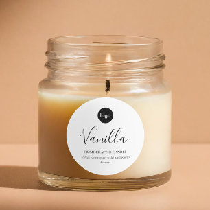 Logo Candle Label Minimalist White Sticker