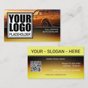 Logo Car Photo Template Golden Chrome Ombre Business Card