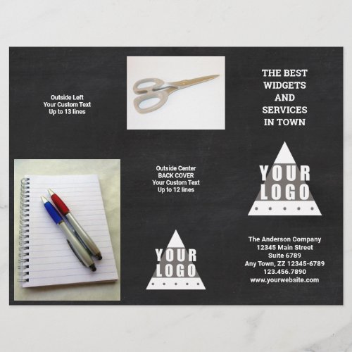 Logo Chalkboard 5 Photo Promo Tri Fold Brochure