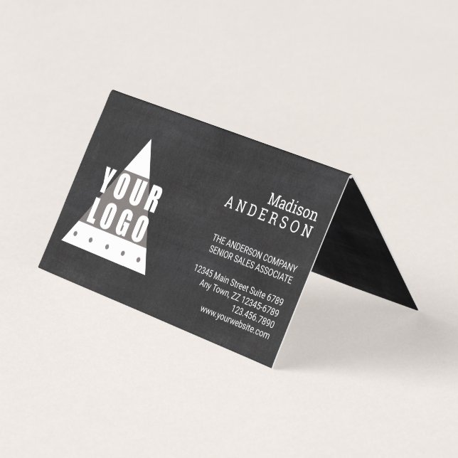 Logo Chalkboard Chic Modern Your Photo Inside Business Card (Front)
