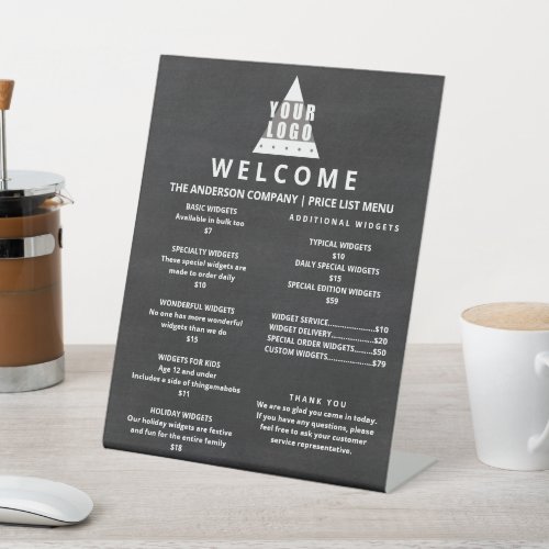 Logo Chalkboard Promo Price List 2 Column Large Pedestal Sign