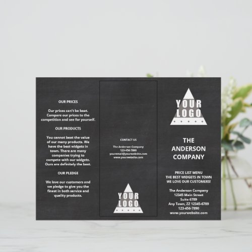 Logo Chalkboard Simple Menu Price List Brochure