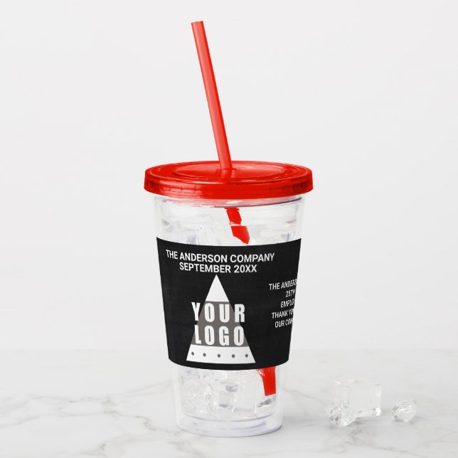 Logo Chalkboard Simple Modern Chic Promotional Acrylic Tumbler (Front Ice)