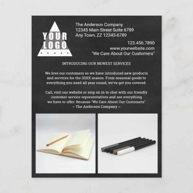 Logo Chalkboard Stylish Create Your Own 2 Photo Flyer (Front)