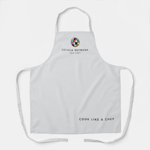 logo chef name professional grey apron