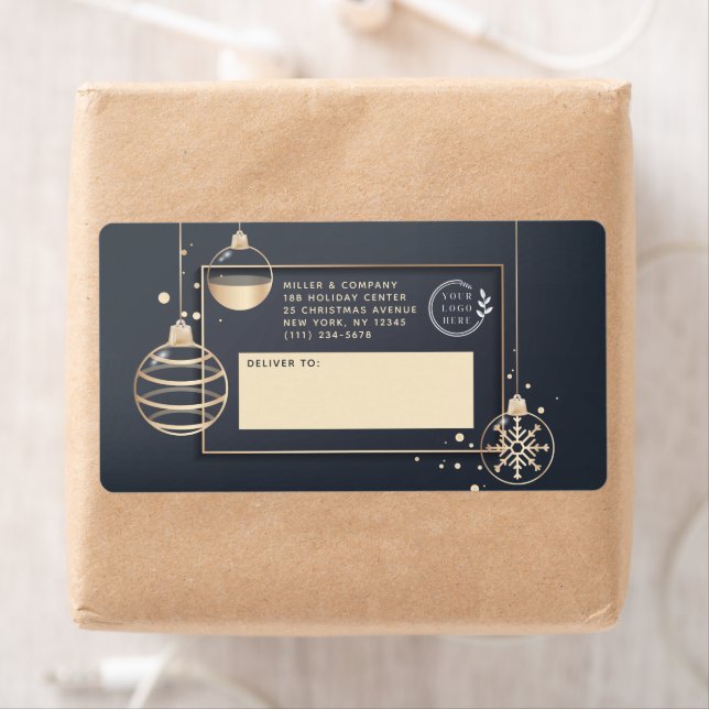 Logo Christmas Holiday Modern Corporate Shipping Label (Insitu)