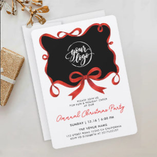 Logo Christmas Red And Black Ribbon Calligraphy Invitation