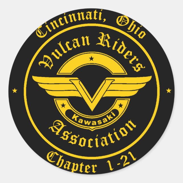 Logo - Cincinnati Vulcan Riders Classic Round Sticker (Front)