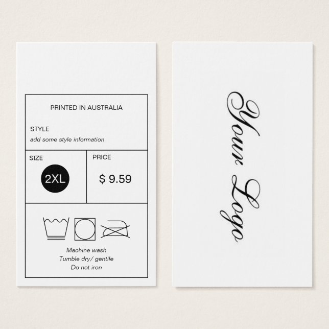 Logo Clothing Price Hang Tag (Front & Back)