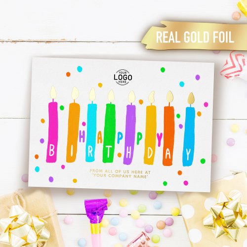 Logo Colorful Candles Business Birthday Gold Card