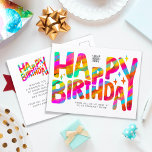 Logo Colorful Fun Crayon Handwritten Birthday Postcard<br><div class="desc">Customize this fun horizontal modern colorful bold warm and kind Business Happy Birthday Greeting Card featuring big wax rayon style multicolor rainbow handwritten fonts on a white background. Colors in this design are red, orange, yellow, pink, blue, green. Change the "your logo here" image with your logo. Don’t forget to...</div>