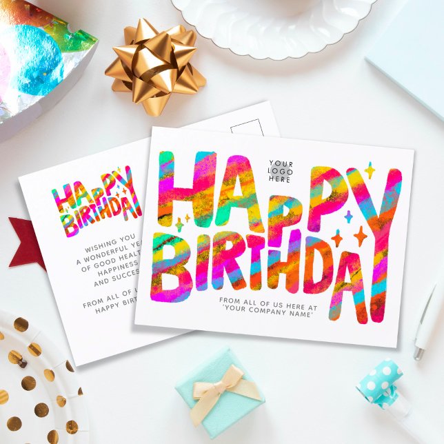 Logo Colorful Fun Crayon Handwritten Birthday Postcard (Creator Uploaded)