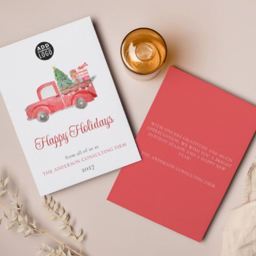 Logo Company Christmas Holiday Thank You Card