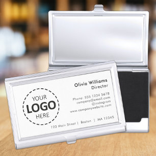 Logo & Company Details Modern White Business Card Case
